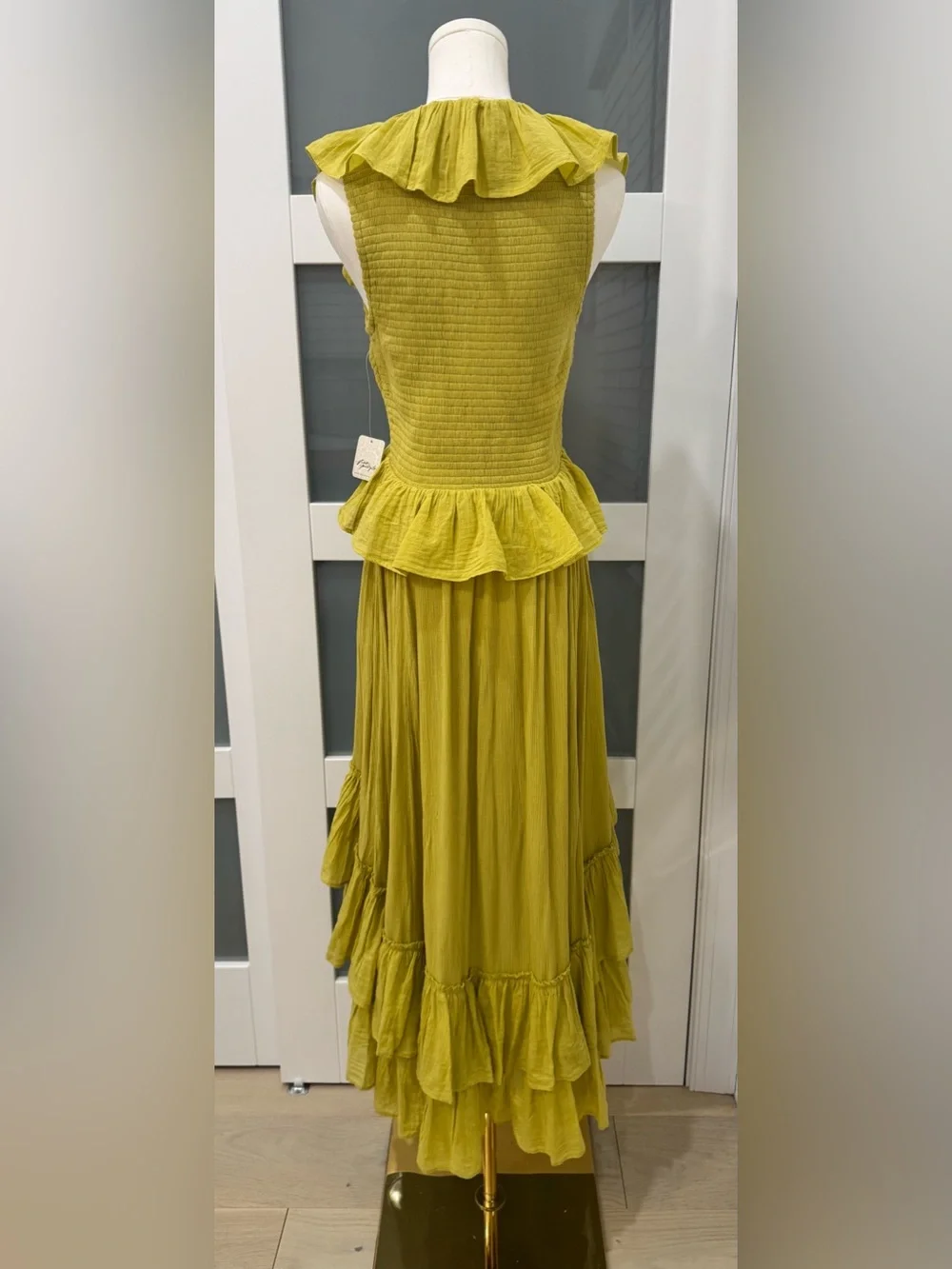 Free People Silent Lime Ruffle Maxi Dress NWT XS $118